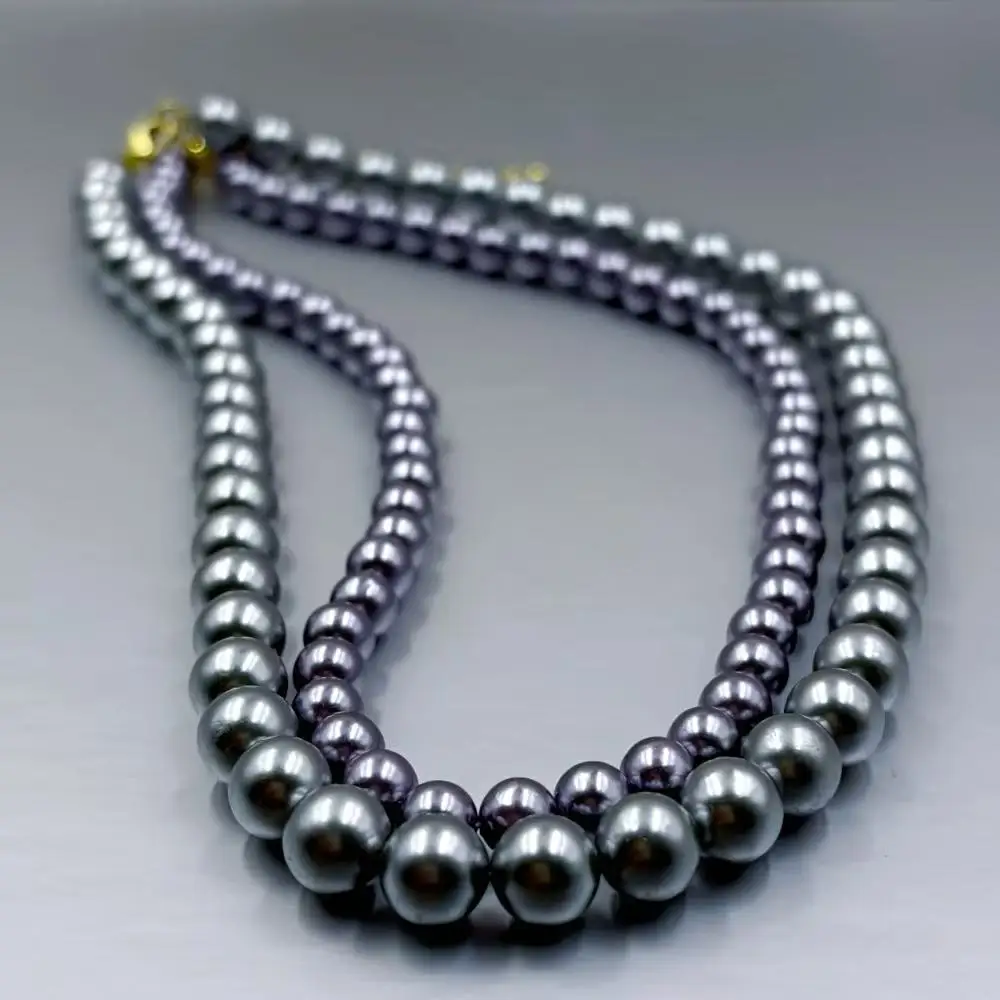 

6 мм 8 мм 2 нити фиолетовый серый круглый натуральный жемчуг ракушки женские колье-чокеры 17-20 дюймов