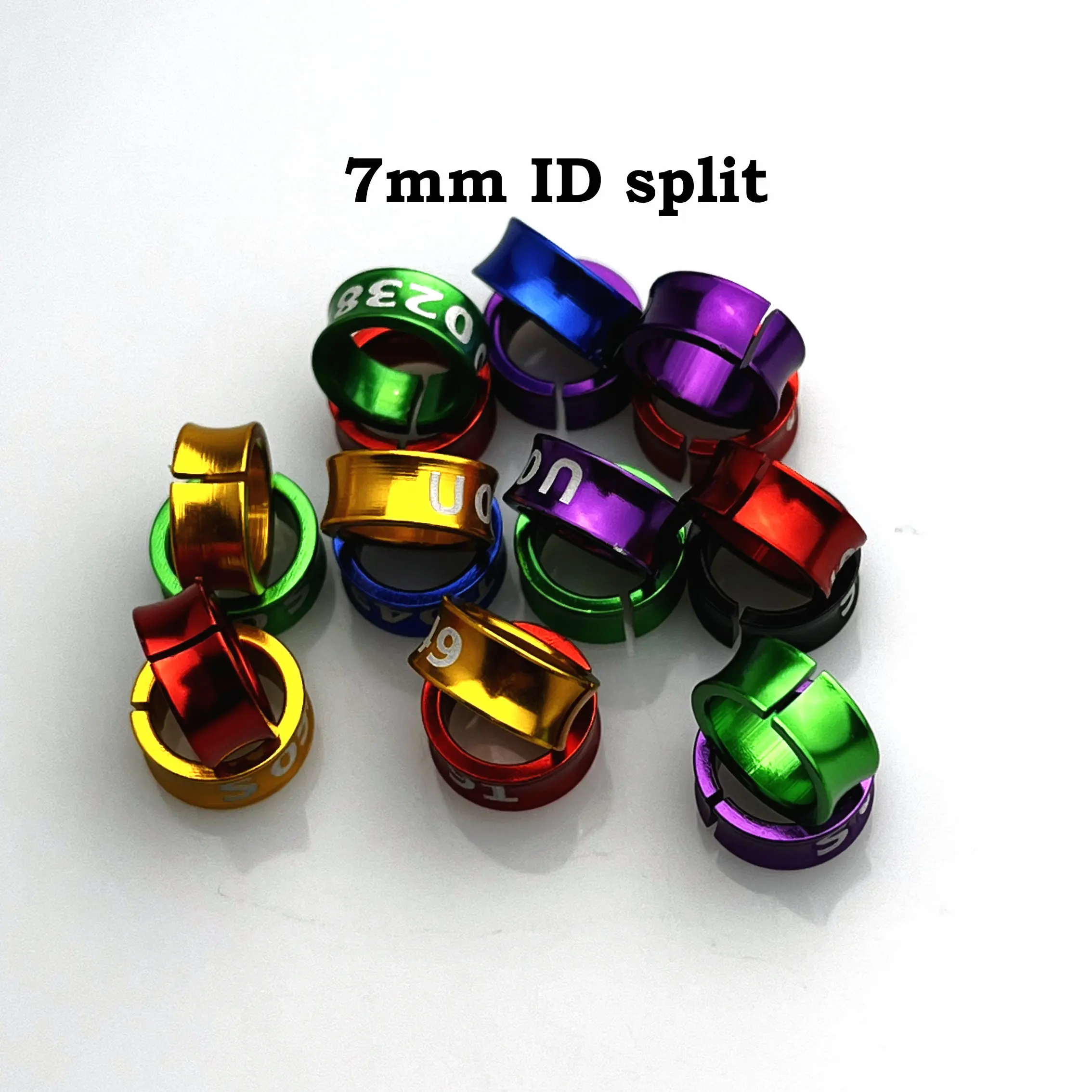 Little Sunbird Rings, Aluminum Bird Leg Bands, Non-Custom, Random-Character, Color-Mixture, Split, 7mm, 25Pcs Lot