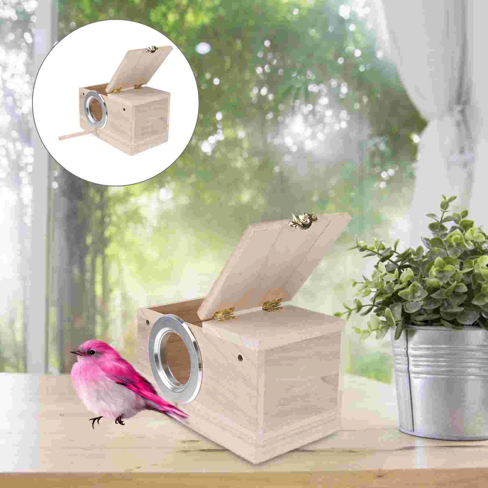 

Bird Feeders for Outdoors Watching Holder Nesting Terrarium Window House Wooden Baby