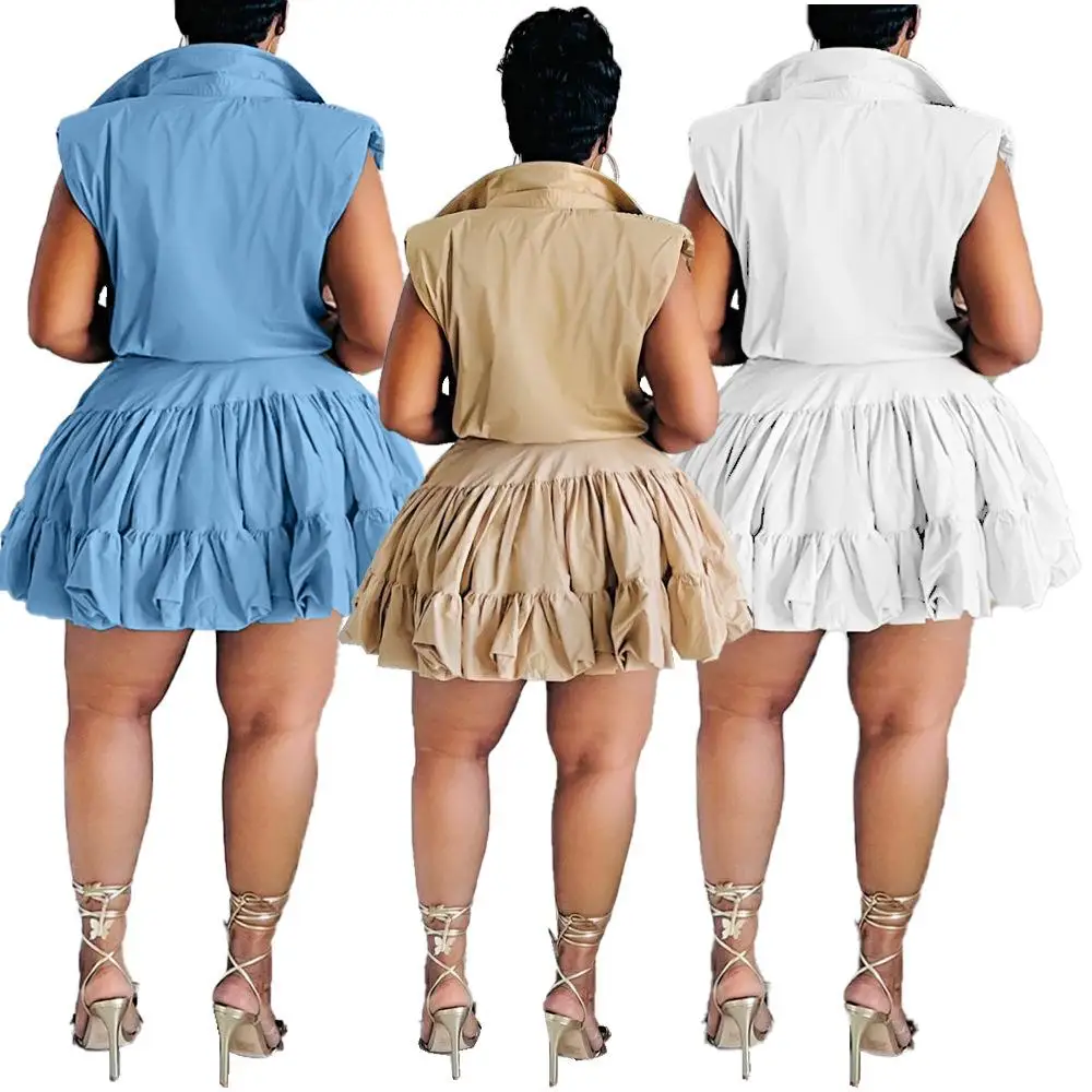 Faionable Casual Pleated Skirt Pants Women's Two-Piece Set Low Waist European Sle Pure Color Leisure Trousers for Ladies