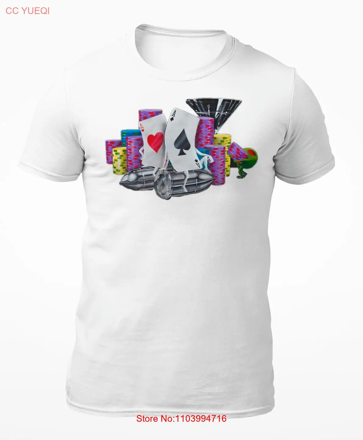 Casino Cards, Chips Stacks & Magic Bullets - Fun Men's T-Shirt - Women's T-Shirt