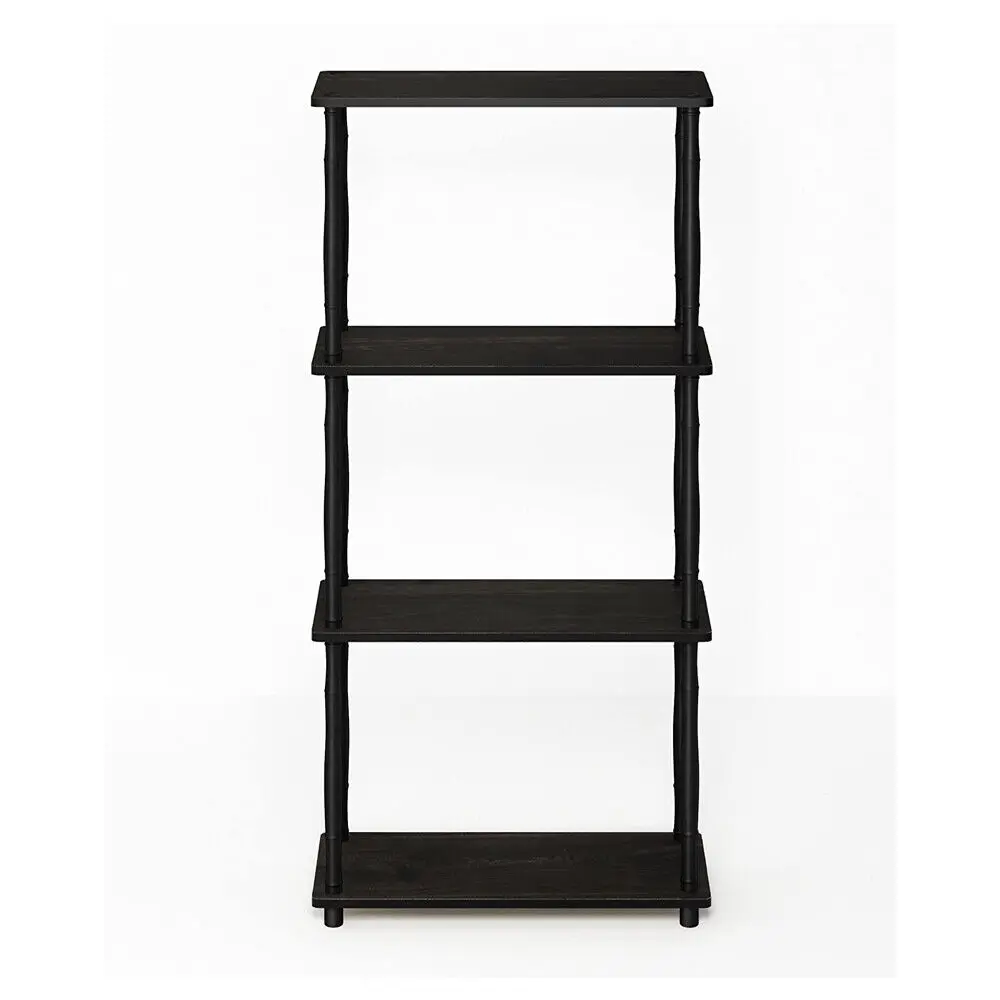 4-layer multi-purpose open wooden display rack dark coffee black