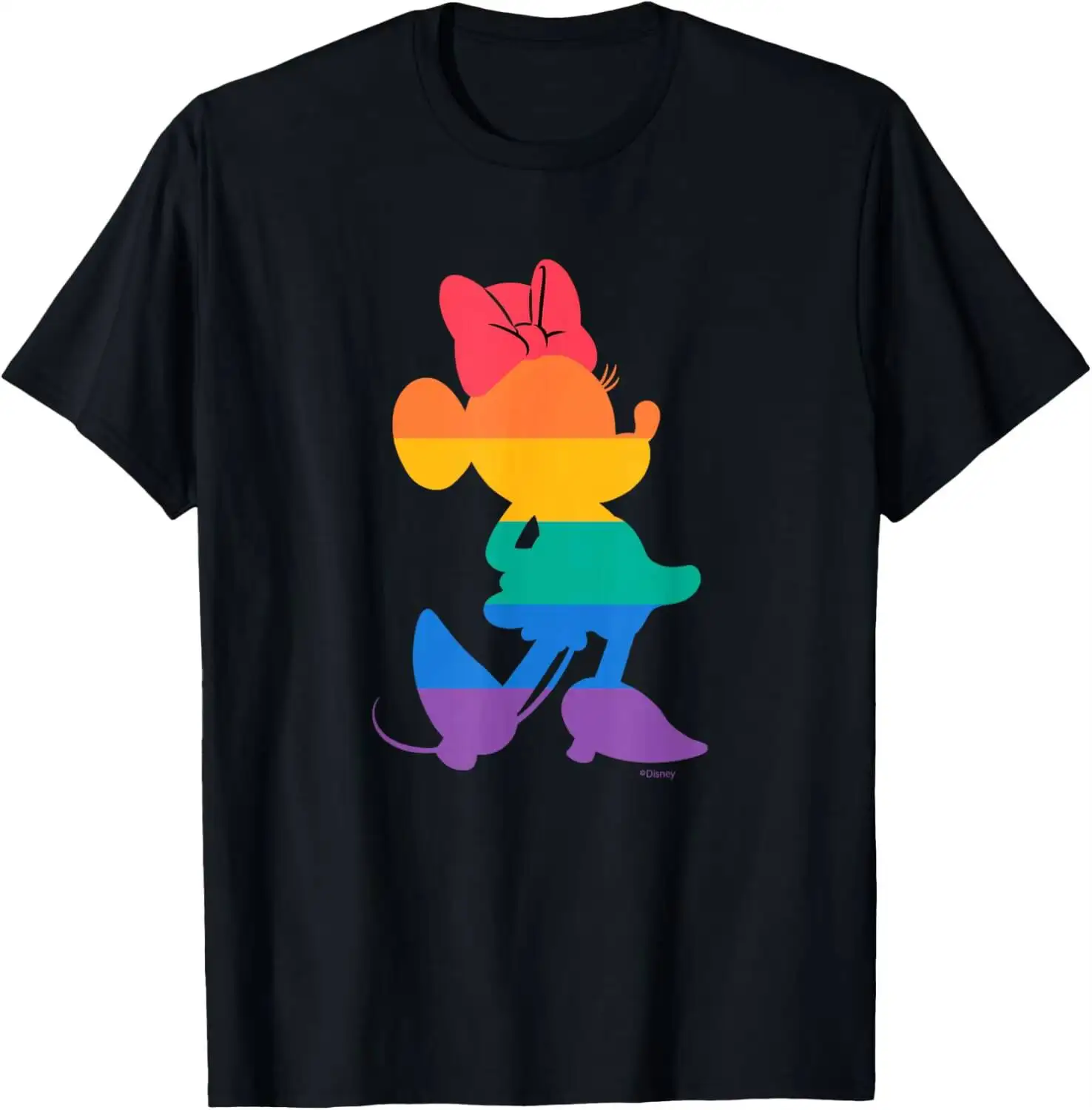 Minnie Mouse Pride Classic Pose Rainbow Icon Fill T-Shirt Summer Short-Sleeved Breathable Sweat-Wicking Versatile Fashion 100%