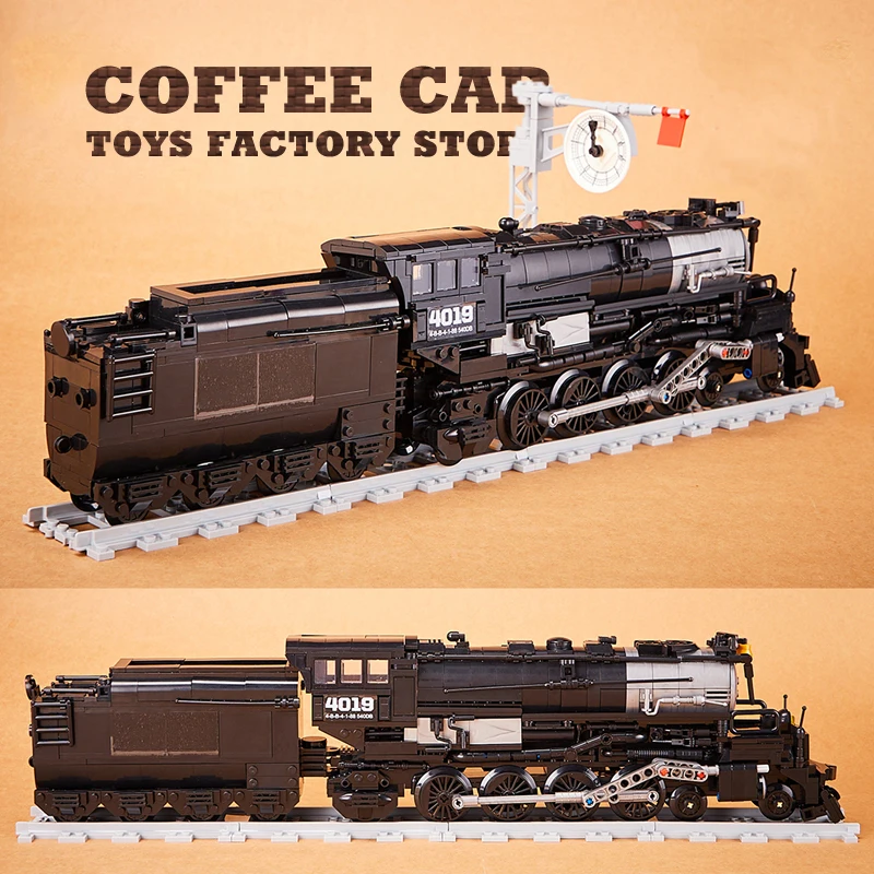 Vintage Zug Gebäude Kits Klassische Lokomotive Blöcke Spielzeug Stadt Eisenbahn Autos Ziegel Display Modell Erwachsene Kinder Weihnachten Geschenke