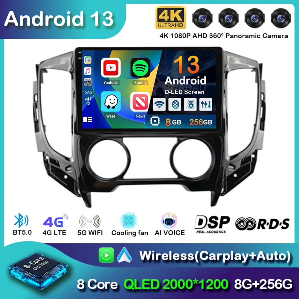 Android 13 Carplay For Mitsubishi Pajero Sport 3 L200 5 Triton 3 2015 2016 2017 2018 2019 Car Radio GPS Multimedia Video Player