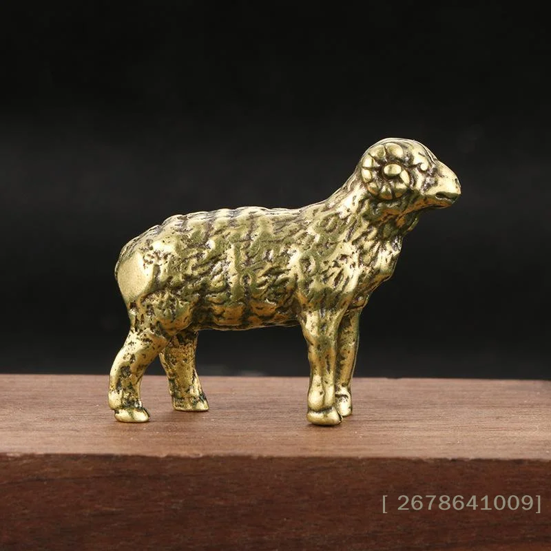 ⚑Solid Brass Small Sheep Figurines Miniatures Home Decor Desktop Ornament Tea Pet Decoration Antique Crafts Funny Children Gifts