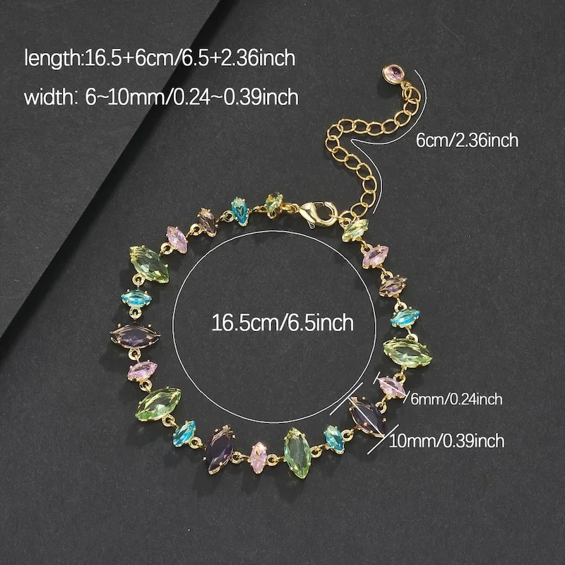 

Elegant Bracelet Golden Chain Link with Turquoise Blue Purple Pink Black Green CZ Stones Jewelry Perfect Christmas Birthday