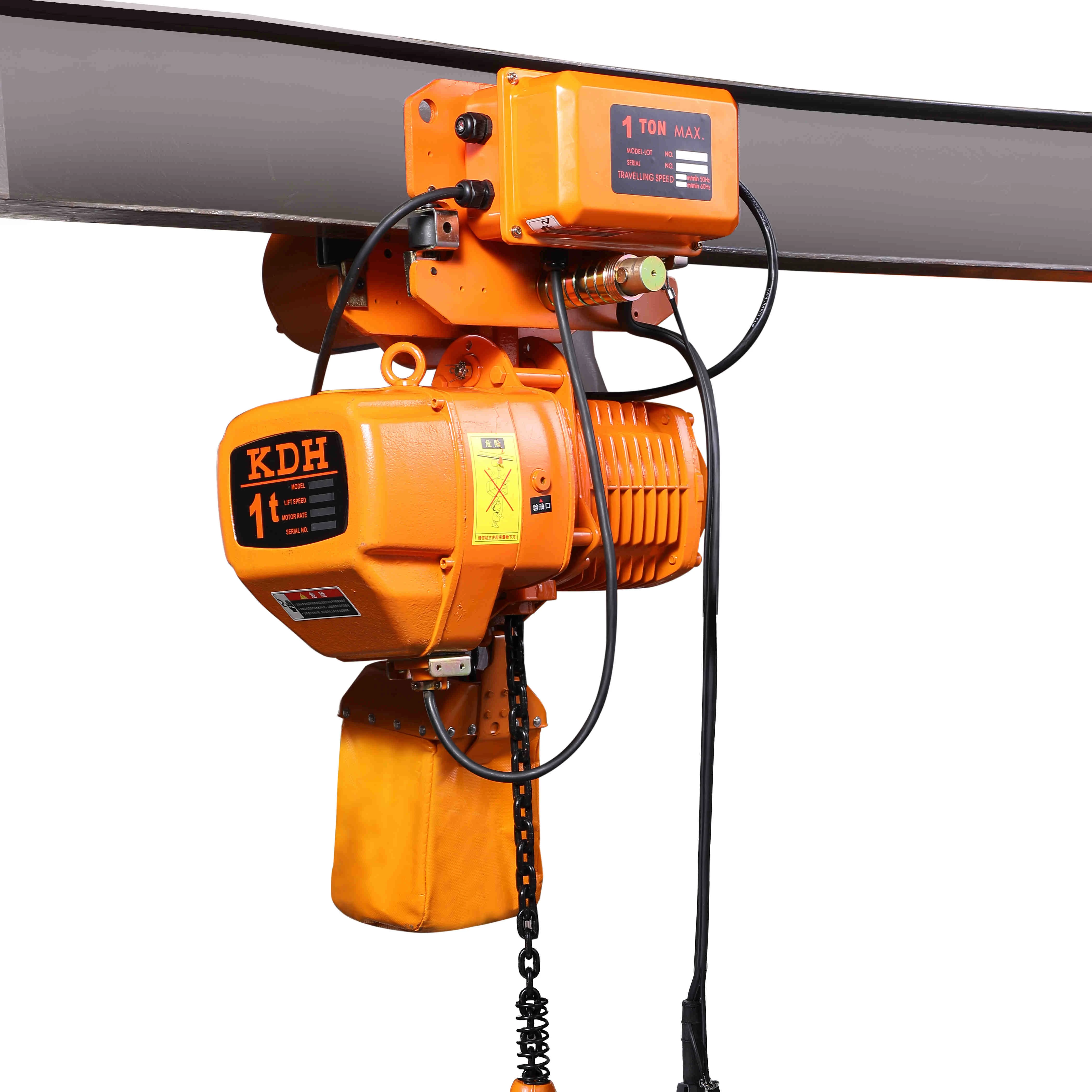 Custom 1 Ton Running Electric Chain Block Hoist Crane with Trolley