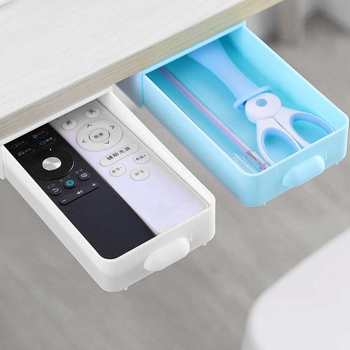 

2pcs Drawer Hidden Organizer Storage Tray Self-Adhesive Under Bed Desk Non-Toxic Abs Acrylic Space Saving Desktop