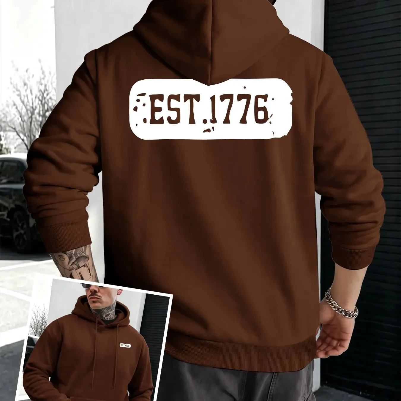 Men's New Autumn/Winter Warm Hoodie Simple and Versatile Men's Long-Sleeve Pullover Hoodie Daily Commute Hooded Sweatshirt