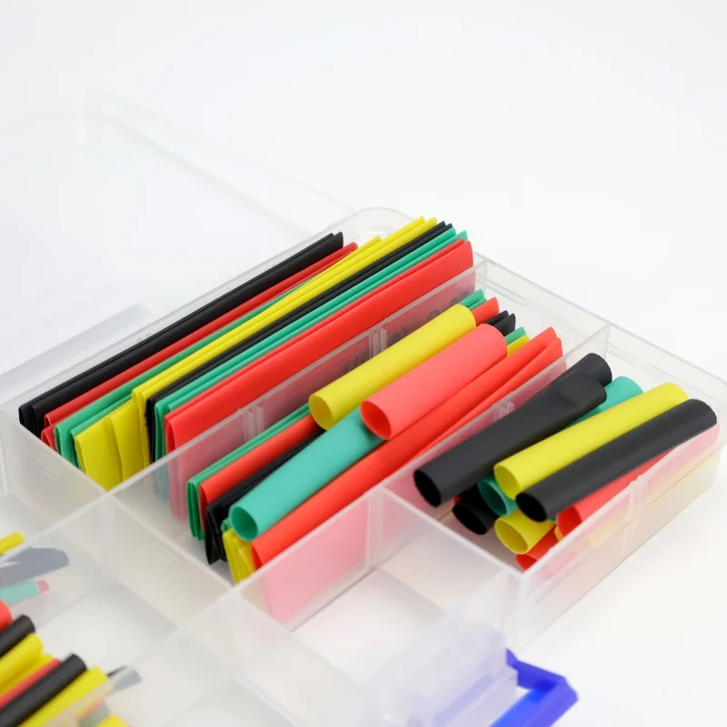 164 قطعة 2:1 أنابيب الانكماش الحراري العازلة البولي أوليفين يتقلص مجموعة متنوعة من نماذج مجموعة الكابلات للأسلاك الكهربائية والصيانة