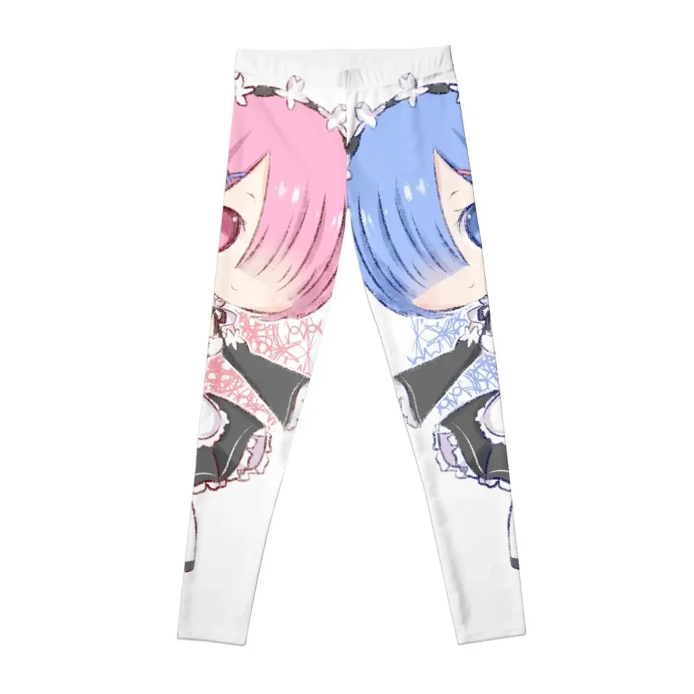 

Re:zero Chibi Rem & Ram Leggings active wear workout clothes for Womens Leggings