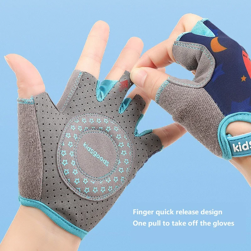 Gants de cyclisme demi-doigts pour enfants, gants de vélo de montagne, gants de skate pour enfants, gants de sport pour garçons et filles