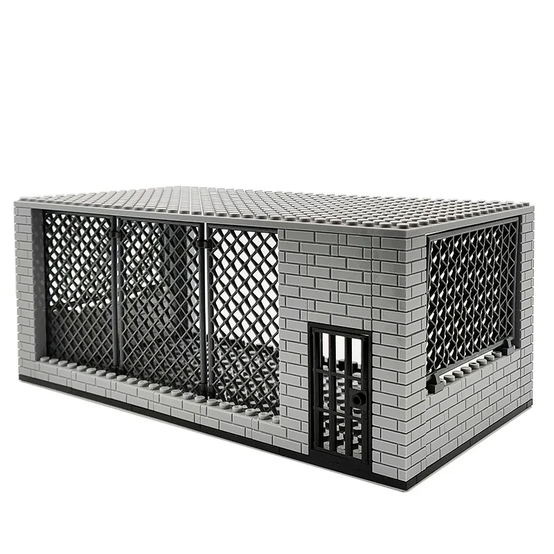 Military City Police Prison Wire Mesh Cage 116pcs Construction Block Mini Action Figures Brick MOC Playmobil Model Building Toys