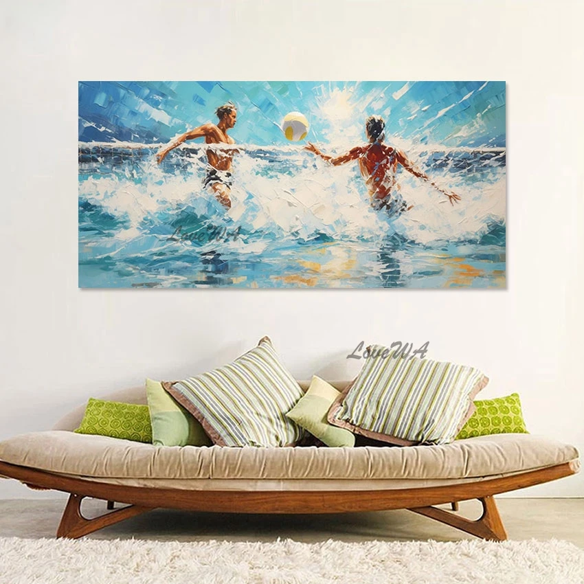 

Modern Decorative Canvas Art Volleyball Players Handmade Oil Painting Large Size China Imports Home Decor Living Room Pictures