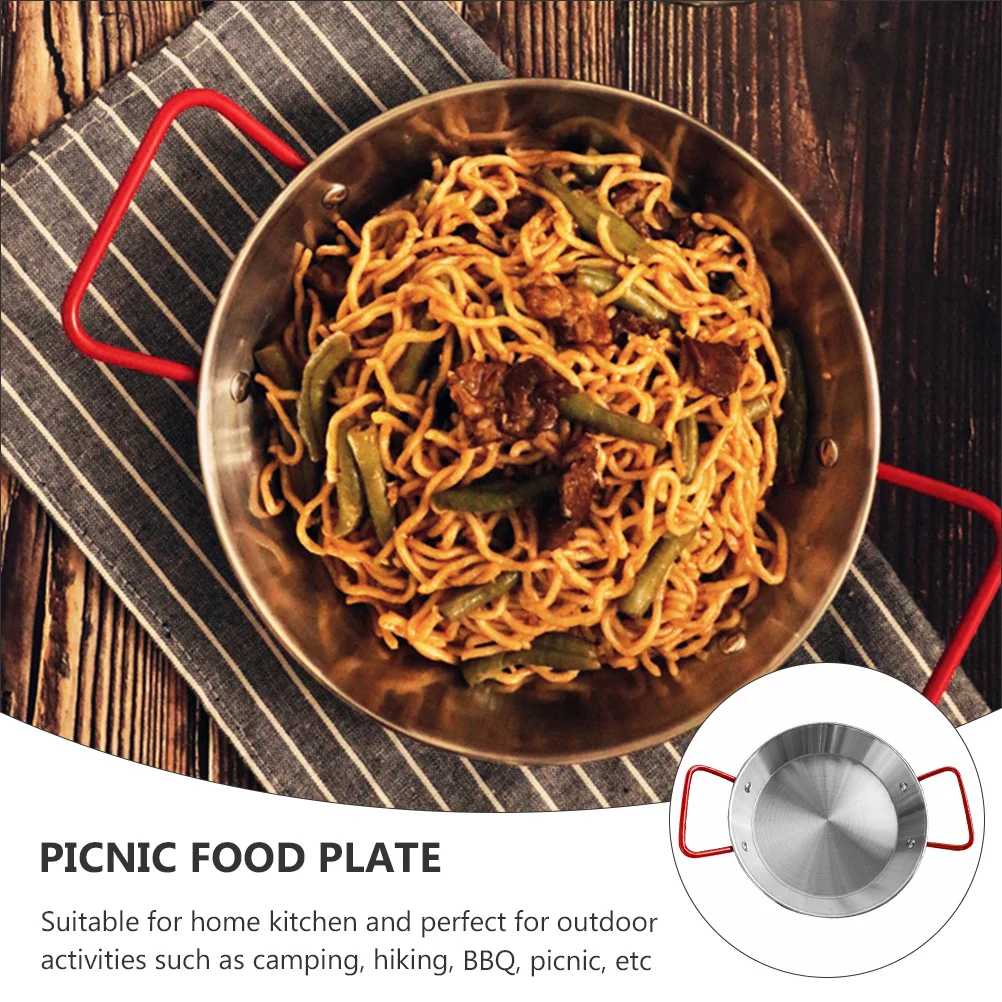 

Double Handle Stainless Steel Snack Tray For Kitchen Camping Picnic Bbq Outdoor Use Dessert Fruit Serving Platter Baking Tray