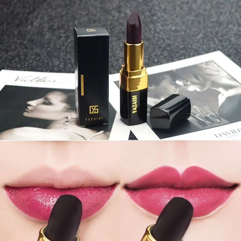 Gradient Black Rose Lipstick Temperature Color Changing Long Wear Pigmented Hydrating for Soft Shiny Lip Viral Beauty