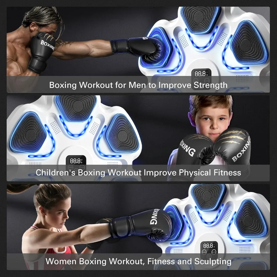 Wall Mounted Music Boxing Machine with Gloves for Adults: Smart Bluetooth Interactive Training Equipment for Home and Gym Elect