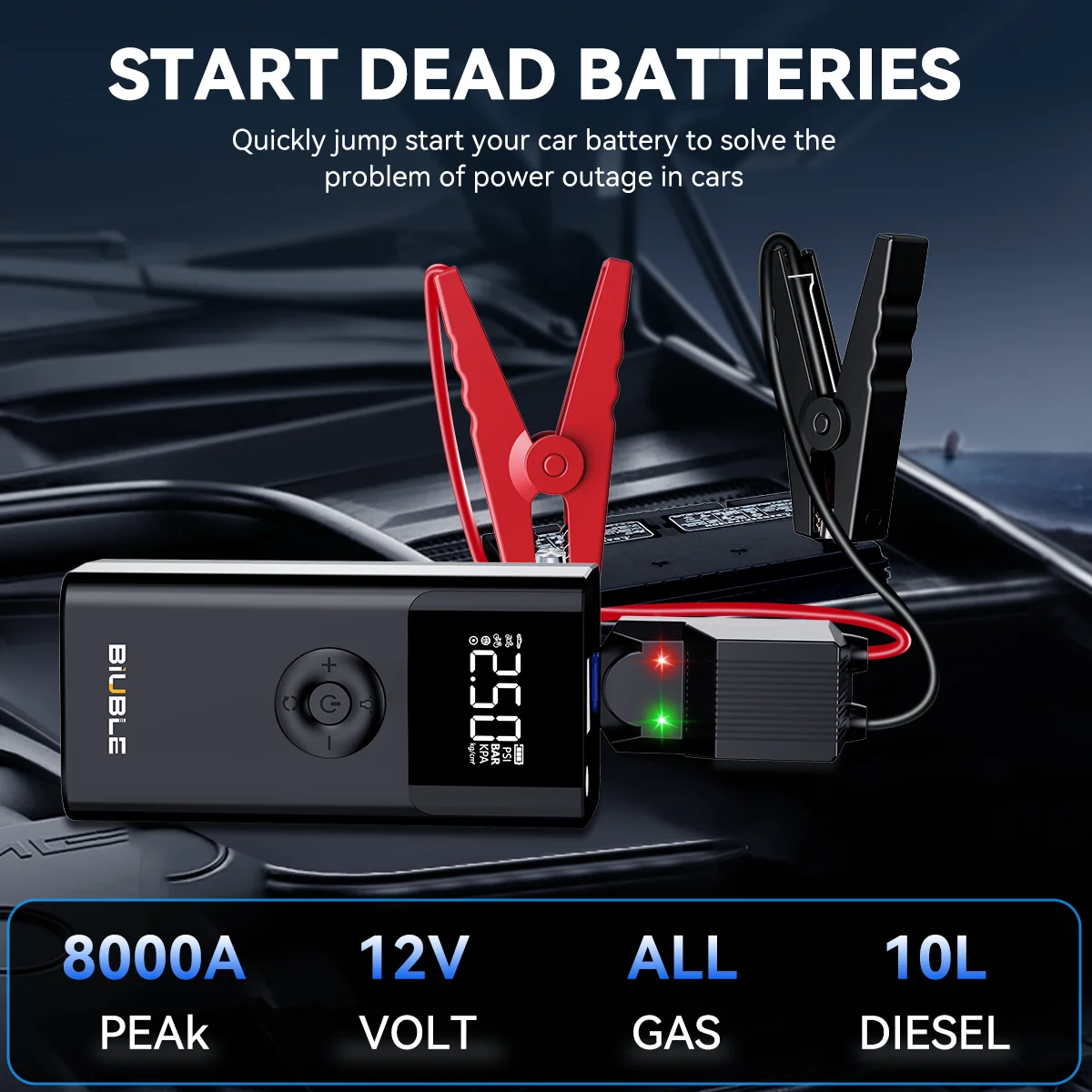 NASTIMA Démarreur de démarrage avec compresseur d'air, batterie externe