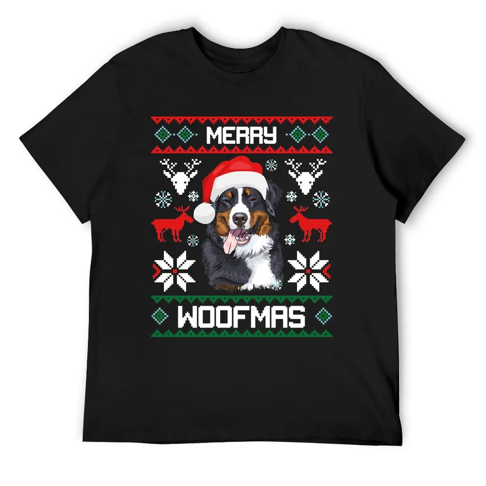 Bernese Mountain Dog Merry Woofmas Christmas Gift T-Shirt custom t shirt plus size clothes mens champion t shirts