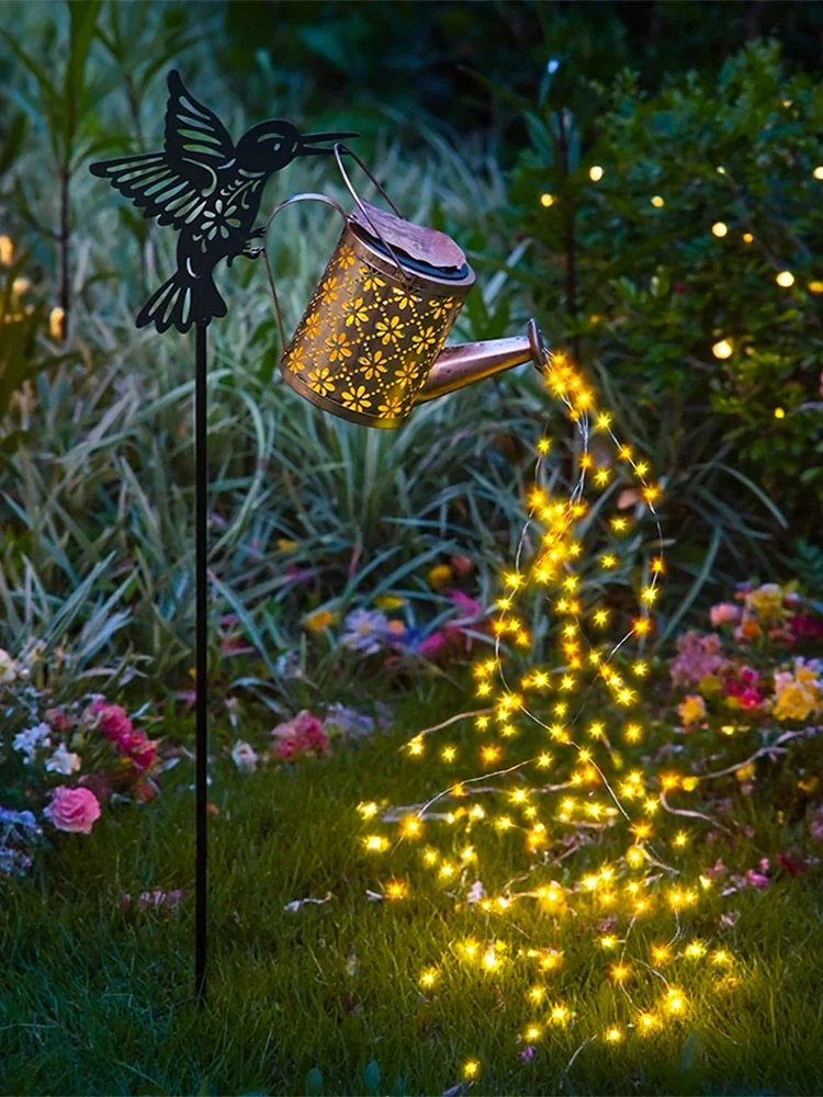 for Your Garden Table Patio Yard Or Pathway Solar Powered Metal Fairy Lights with Bracket Solar Garden Lights with Watering Can