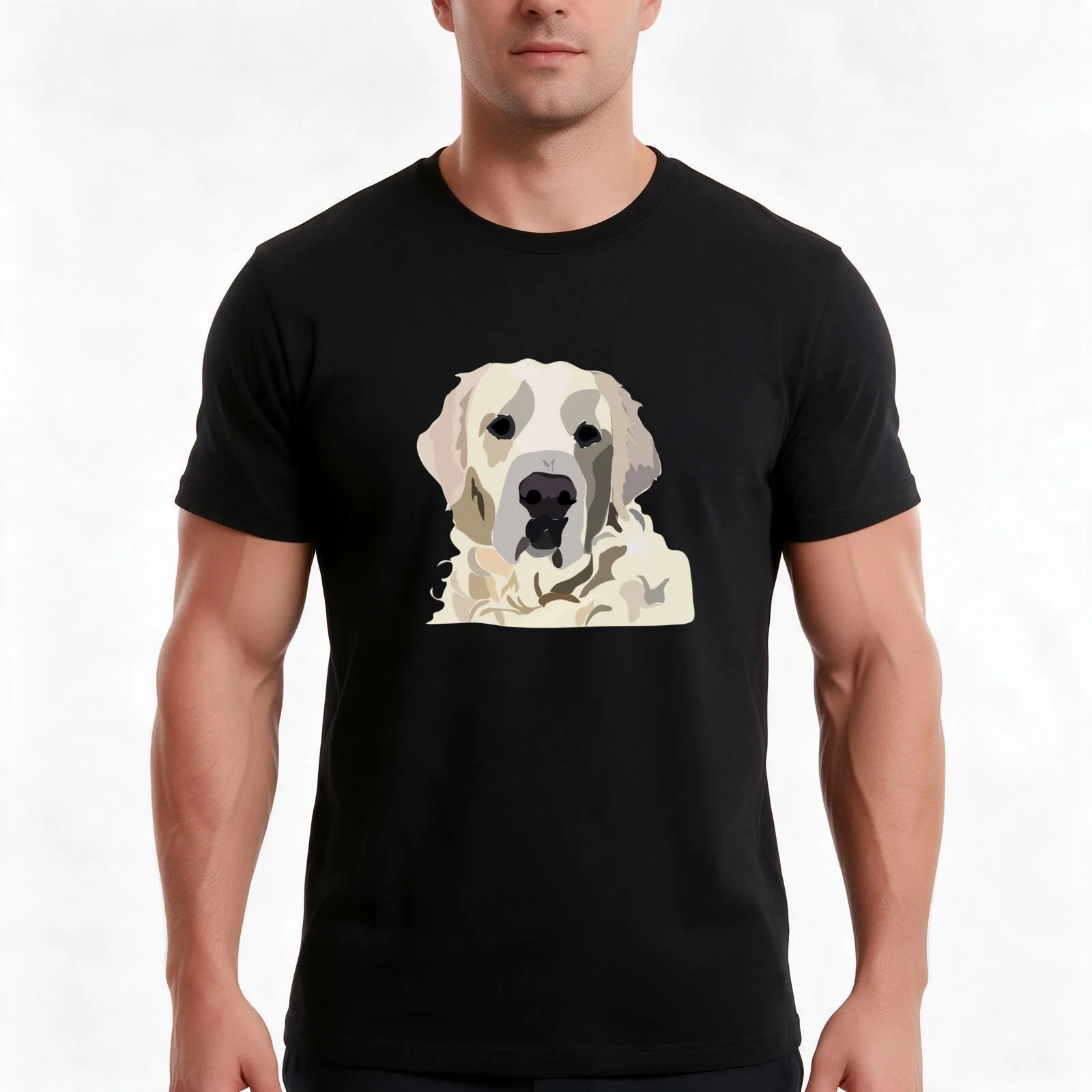 English Cream Golden Retriever Sticker T-Shirt Summer Casual Cotton Tee Oversized Streetwear Tops Vintage Graphic Print