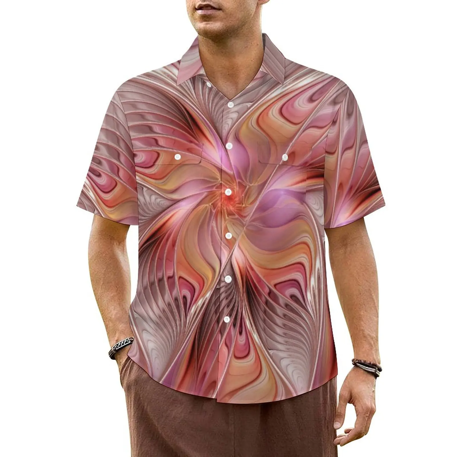 

Abstract Butterfly Casual Shirt Fantasy Fractal Art Vintage Hawaii Shirts Male Short Sleeve Beach Stylish Oversized Blouses