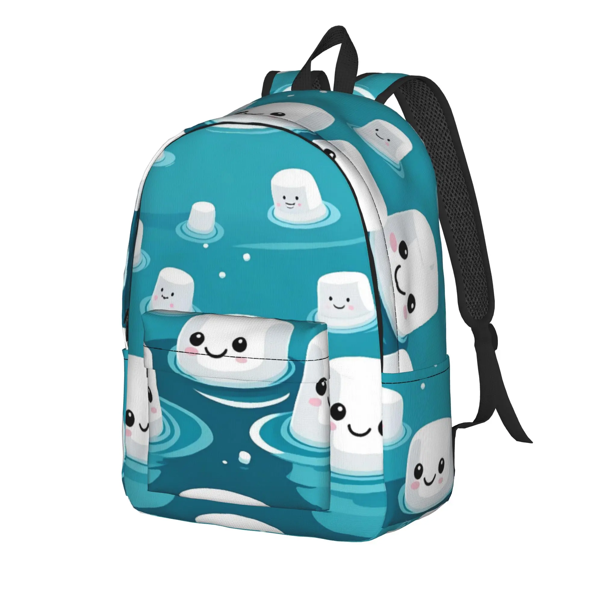 Fun Marshmallow Cartoon  Backpack  Male Polyester Travel Backpacks Big Aesthetic School Bags Rucksack