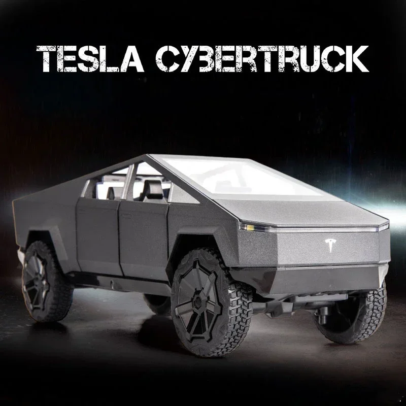 

1/24 Tesla Cybertruck Pickup Alloy Car Model Diecast Metal Toy Off-road Vehicle Truck Model Simulation Sound Light Toy Gift