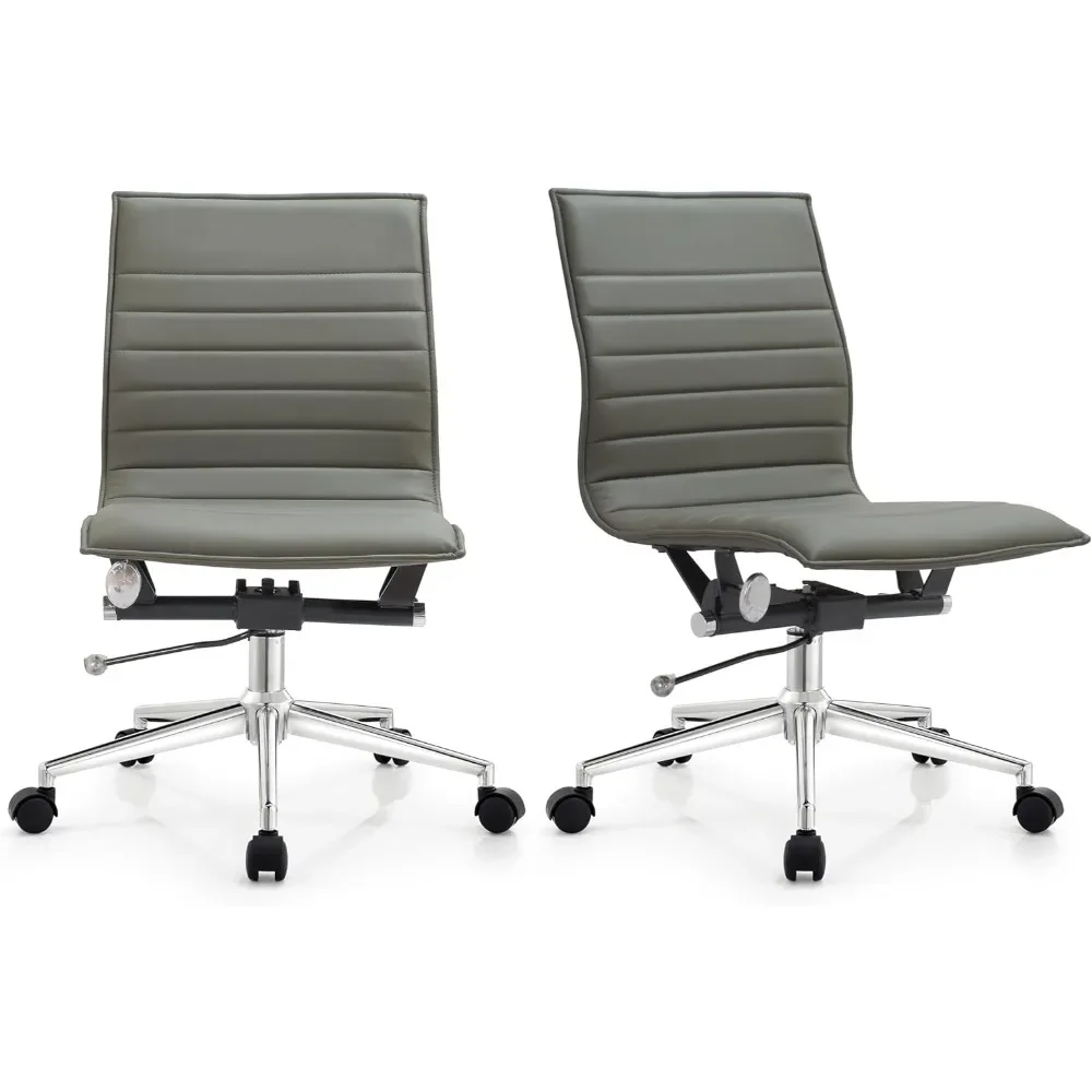 

Депозитная цена, набор из 2 современных офисных стульев | Мягкая искусственная кожа в рубчик без подлокотников со средней спинкой и металлическим каркасом | Регулируемая высота