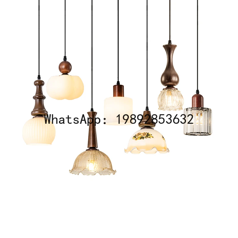 ZF vintage-style bedroom bedside pendant light, high-end retro dining room entrance corridor new Chinese-style long