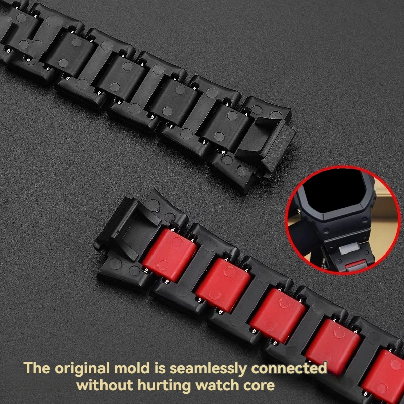 Pulseira de aço de plástico preto masculino, pulseira de relógio, alta qualidade, apto para Casio G-SHOCK, DW5600, GW-M5610, GA-2100, DW-6900 Series