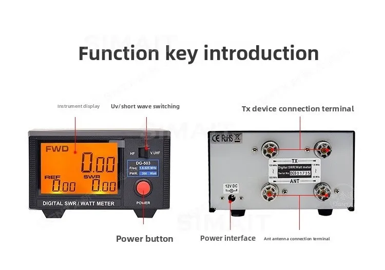 FOR NISSEI DG-503 Digital SWR/Watt Meter 3.5" LCD 1.6-60MHz/125-525MHz 200W view 4