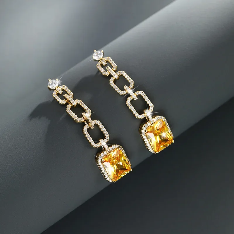 Shining U Simple Square Gems Dangle Earrings for Women Fashion Party Jewelry