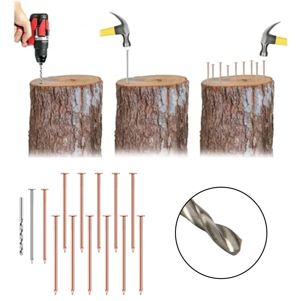 14개 나무 킬러 못 효과적인 3.5인치 구리 못 나무 그루터기 제거 도구 핸드 액세서리 고정 수리 부품