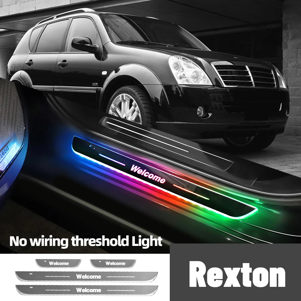 

For Ssangyong Rexton 1 2 2002-2023 2016 2019 Car Door Sill Light Customized Logo LED Welcome Threshold Pedal Lamp Accessories