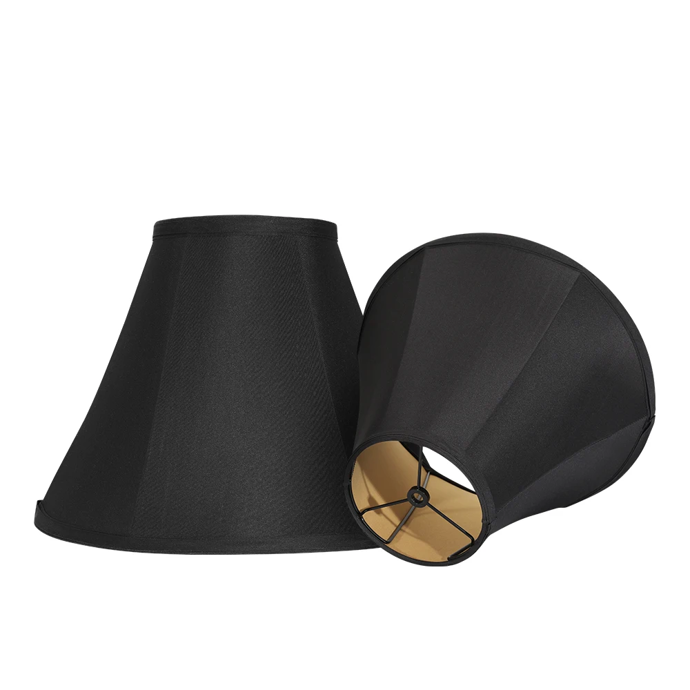 

2pc 6×14×10" black gold trumpet shape dynasty palace style fabric lampshade table lamp wall lamp chandelier black gold