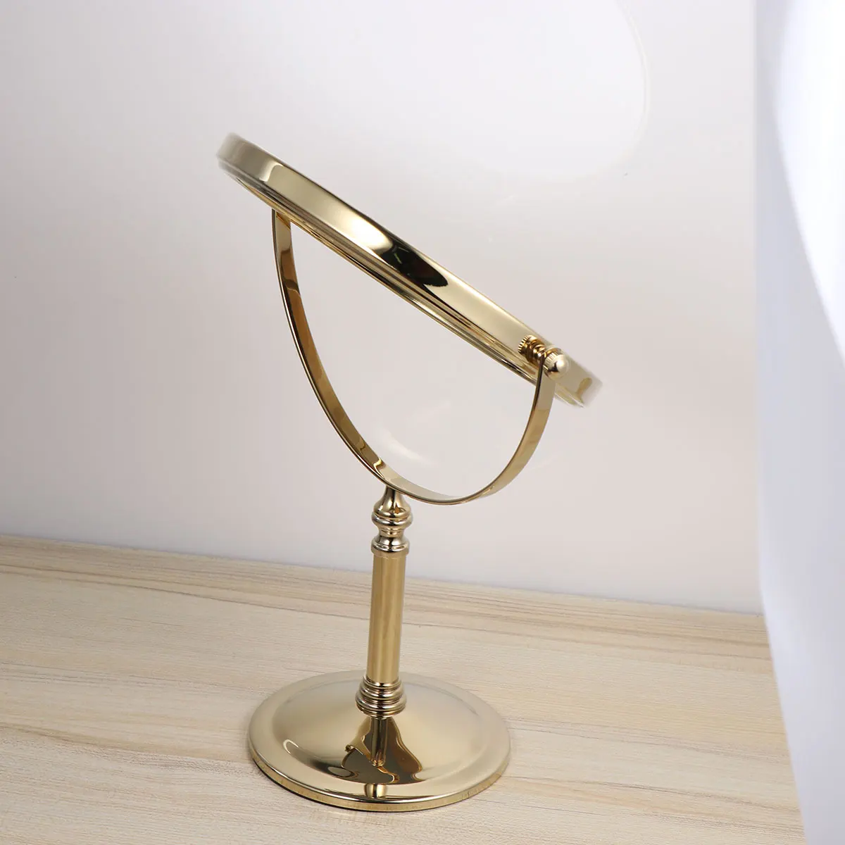 

1pc Double Side Makeup Mirror Magnifying 8 Inch 5X Gold Metal Frame Glass Desktop Vanity Mirror For Home Touch-Ups