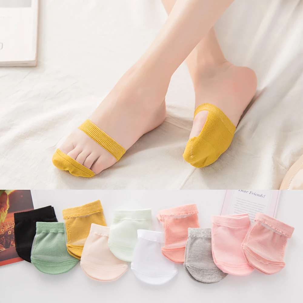 Mode chaussettes fines pantoufles talons hauts Absorption de la sueur filles chaussettes invisibles coton femmes bonneterie avant-pied chaussettes