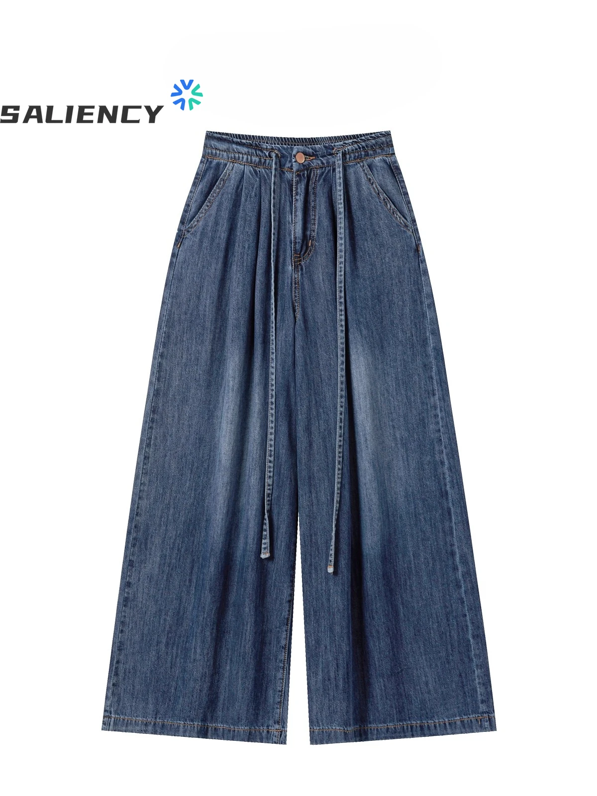 SALIENCY Baggy Straight Leg Wide Leg Jeans Women Fashion Vintage Wash Casual Denim Pants Youth Popular Brand Streetwear Trousers