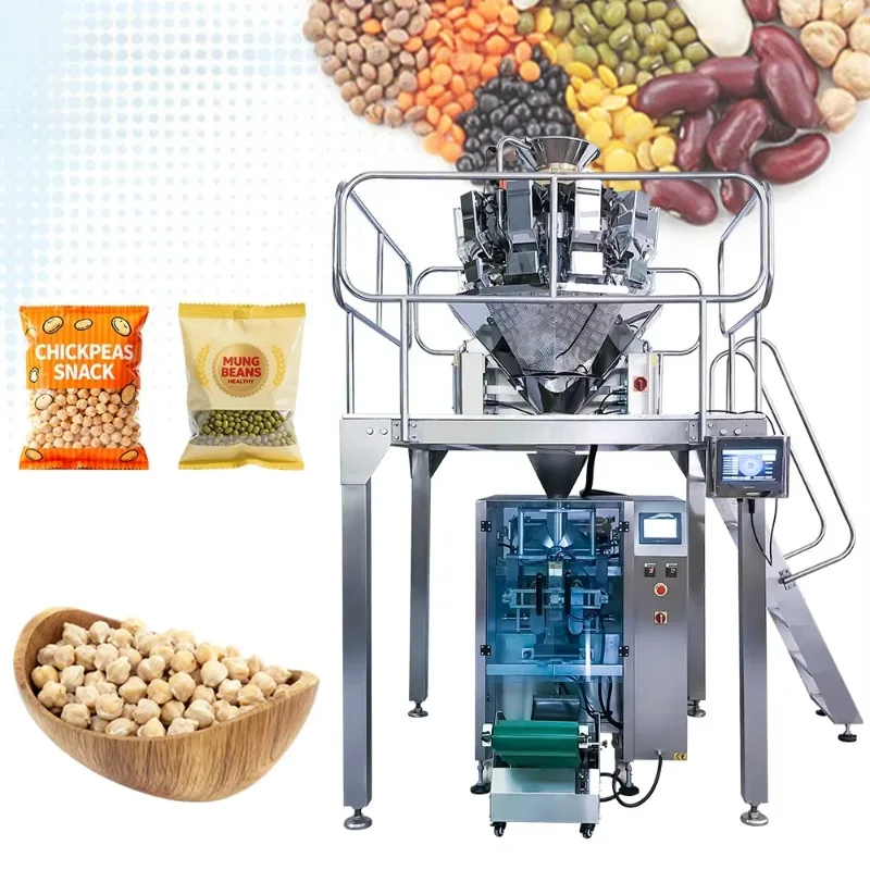 Auto Grain Granule Pillow Bag VFFS Packaging Machine Vertical Packing Machine for Legumes Lentil Bean Cashew Nut Snack Rice OME
