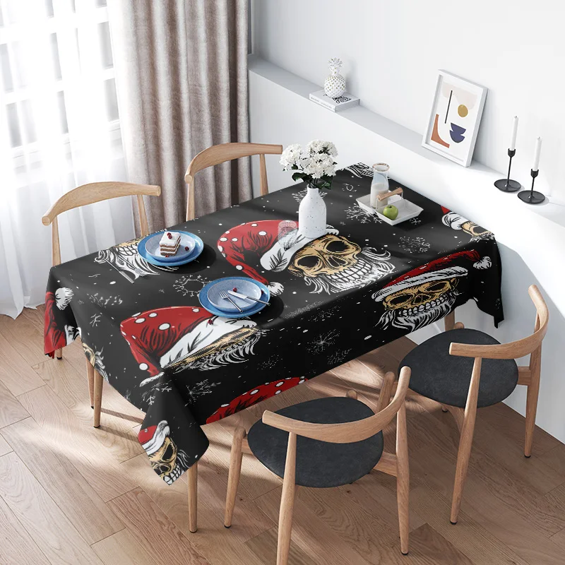 

Skull Santa Claus Christmas Tablecloth Festive Dining Decorations for Home Party Supplies