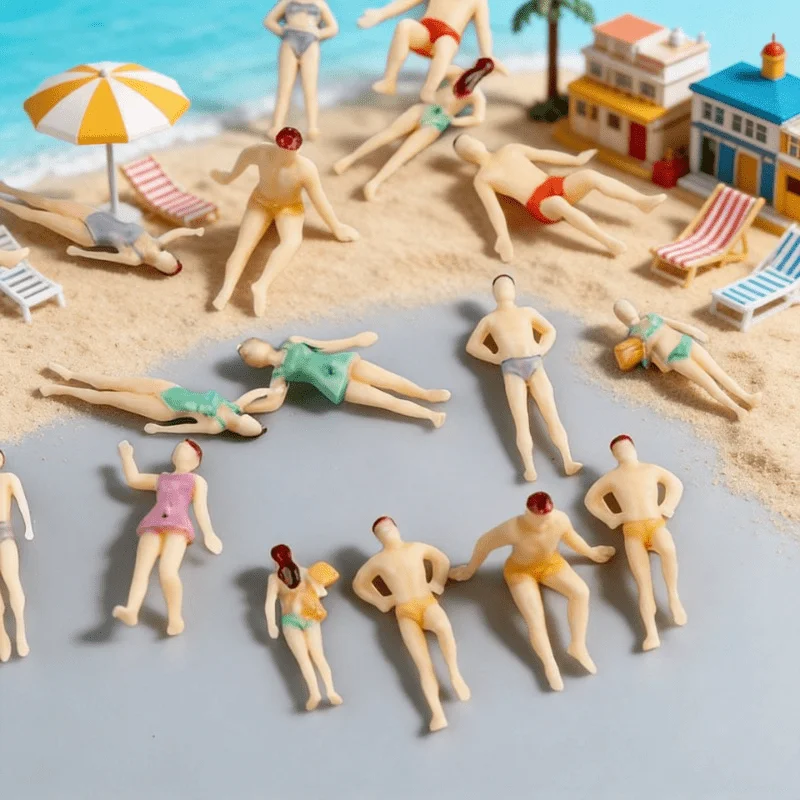8pcs/15pcs Miniature 1:75 Scale Colorful Swimming Beach Figures for Sand Table Model Swimming Competition Enthusiasts - view 4