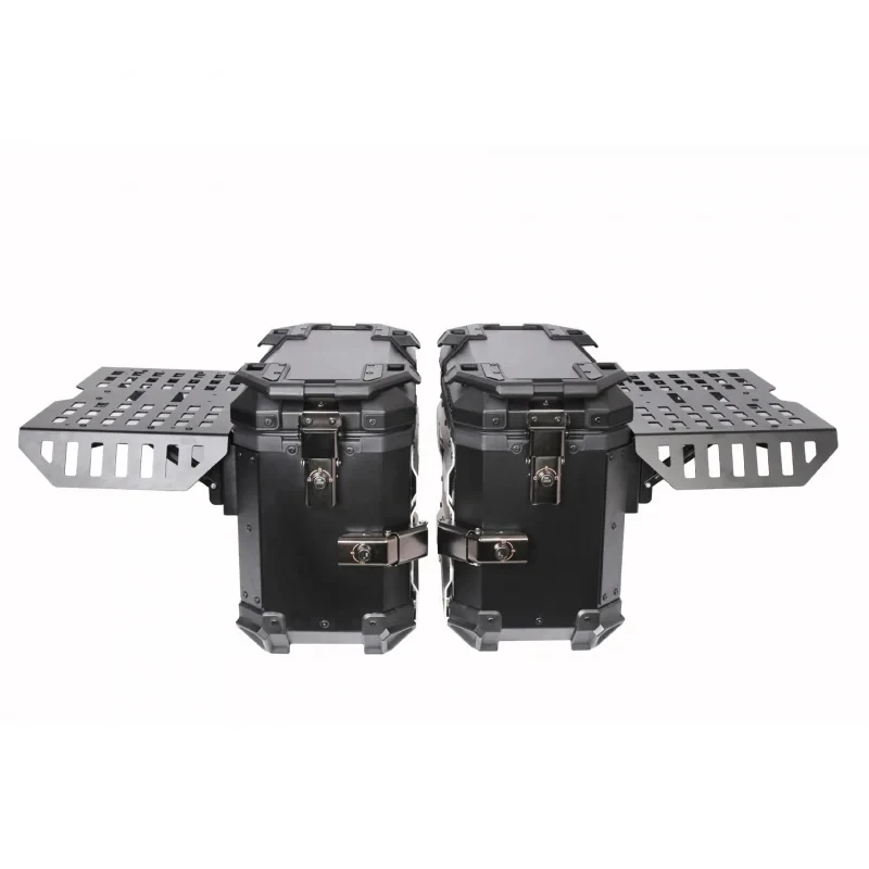 Multifunctional Armored Black Aluminum Alloy Motorcycle Three-box Combination Tail Box Side Box Universal Scooter Rear Storage