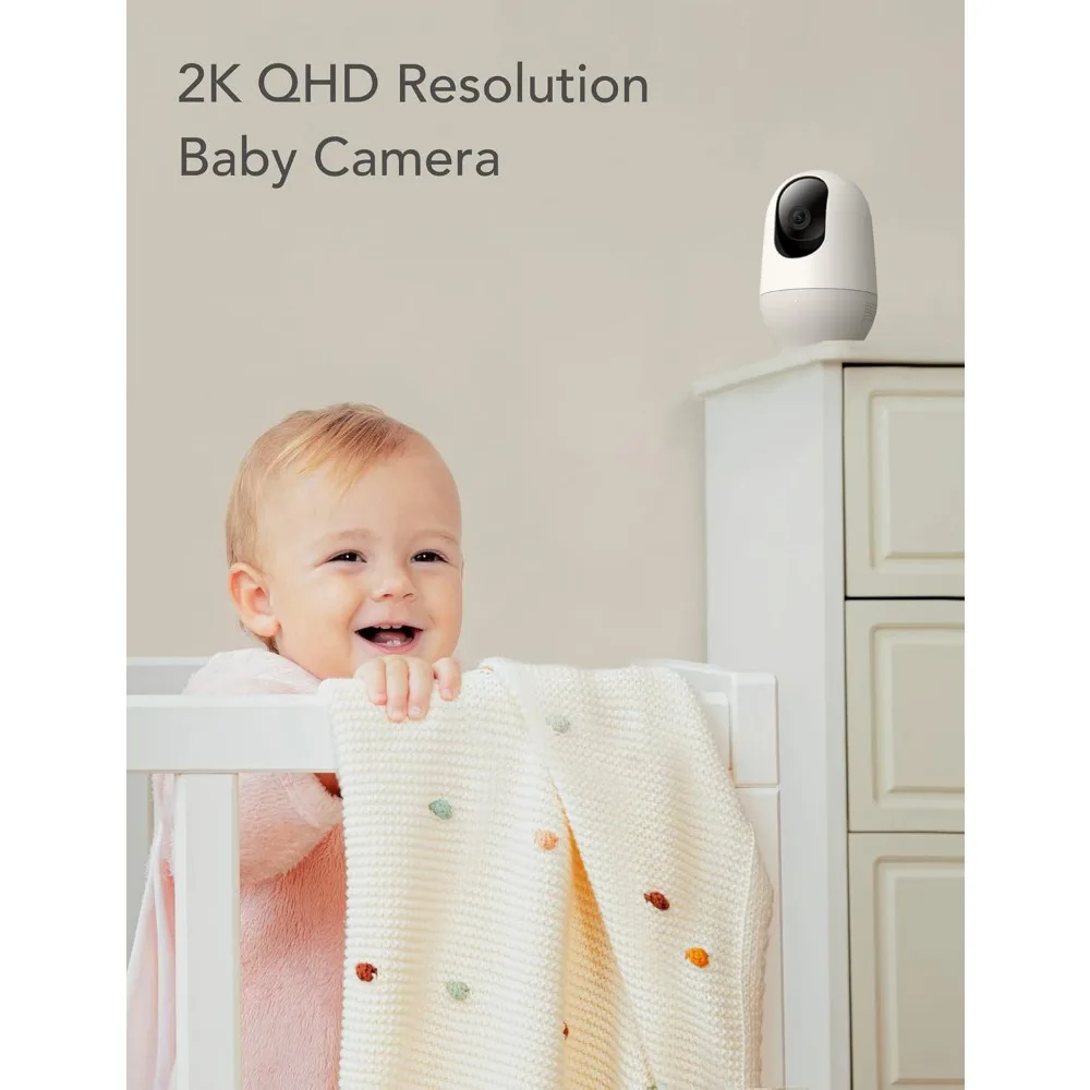 Baby monitor con fotocamera Confezione da 2, telecamera baby monitor wifi, 360 gradi 1080p, telecamera intelligente per bambini con tracciamento del movimento, visione notturna,tw