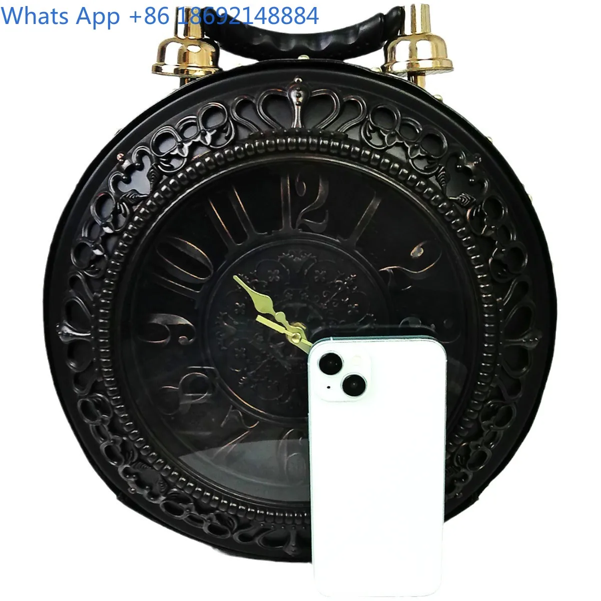 Creative Retro Handheld Bag with Clock Design for Women Stylish Shoulder Crossbody Bag Battery Compatible