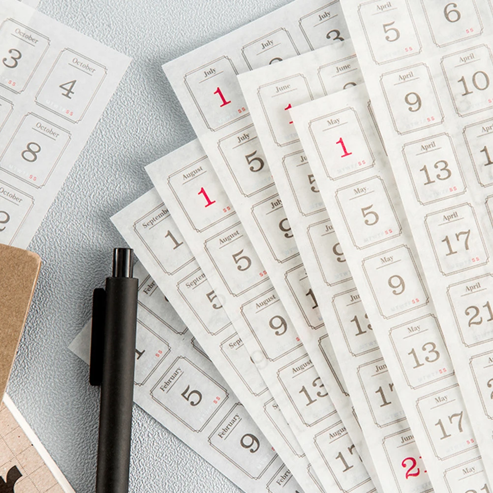 

2pcs Planner Sticker Sheets Annual Date Calendar Labels Multi-Function Book Tabs For Household Office School Diy Scrapbooking