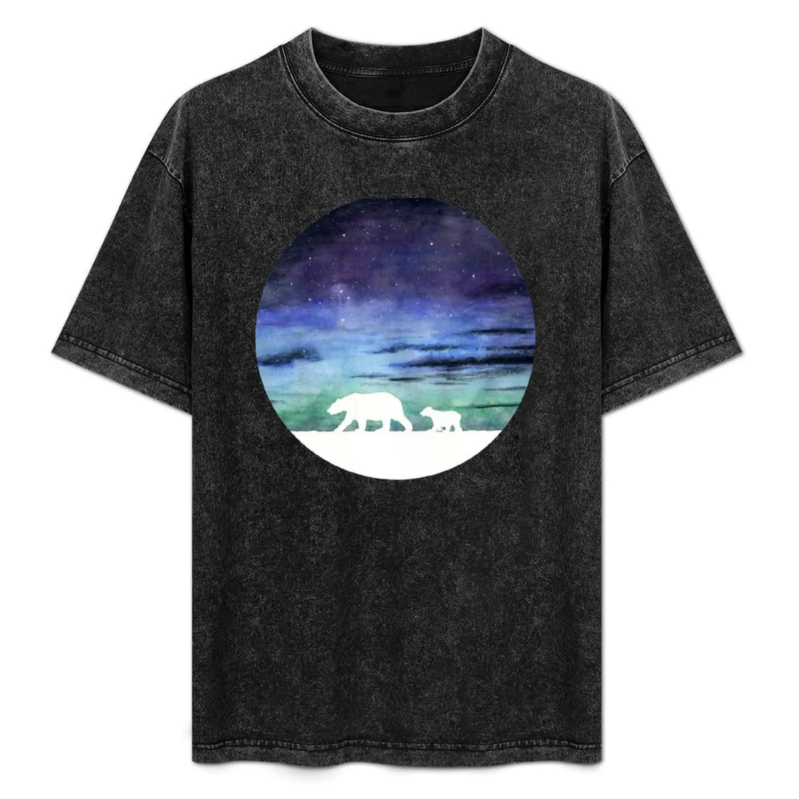 

Aurora borealis and polar bears (light version) T-Shirt t shirts for man graphic vintage t shirts for man graphic funny T-Shirt