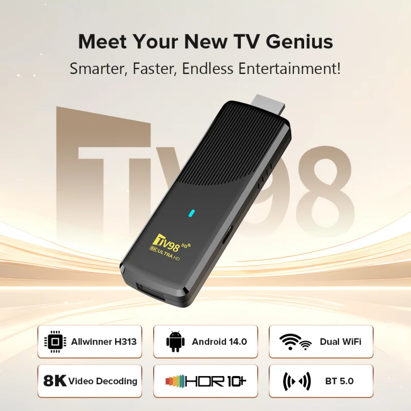 TV98 ATV X9 TV Stick 8GB 128GB Android 14.0 Allwinner H313 رباعي النواة Wifi 4G 5G BT5.0 مساعد صوتي HD 4K 8K iptv