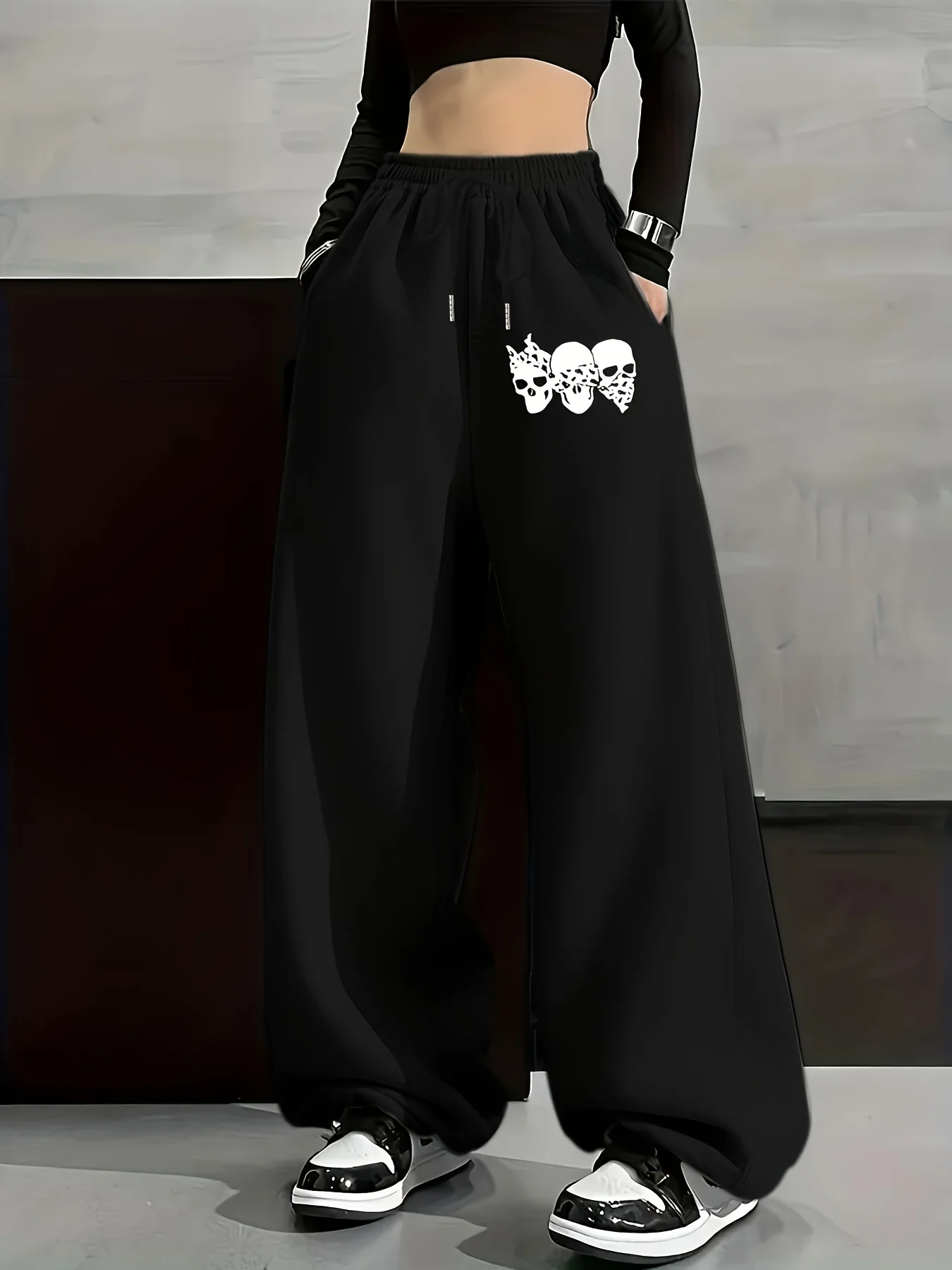 

Женские осенне-зимние свободные прямые флисовые спортивные штаны больших размеров с эластичным поясом, уличная одежда больших размеров, универсальные